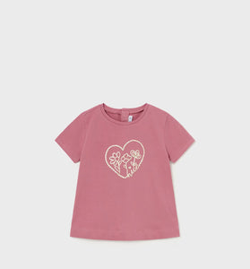 Camiseta corazon flores niña