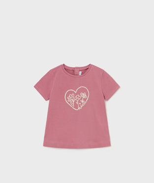 Camiseta corazon flores niña