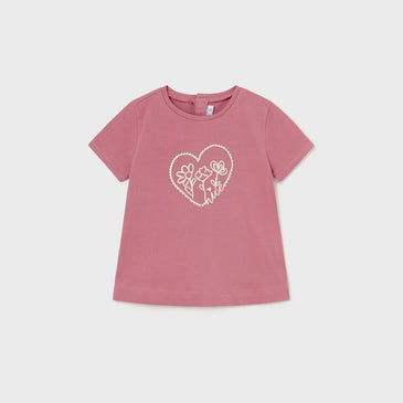 Camiseta corazon flores niña