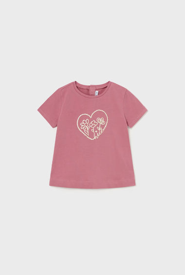 Camiseta corazon flores niña