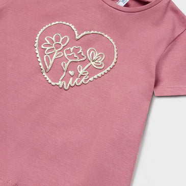Camiseta corazon flores niña