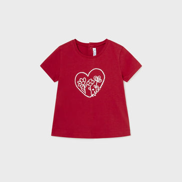 Camiseta corazon flores niña