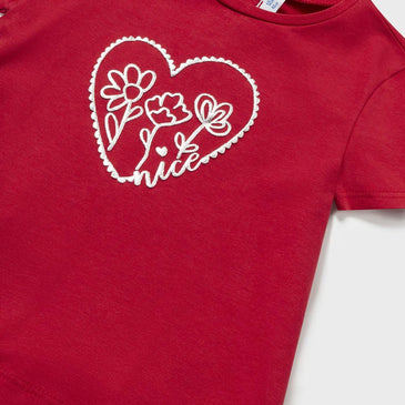 Camiseta corazon flores niña