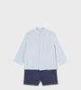 Conjunto bermuda camisa lino manga larga niño