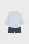 Conjunto bermuda camisa lino manga larga niño