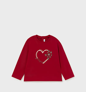 Camiseta manga larga corazon niña