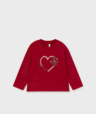 Camiseta manga larga corazon niña