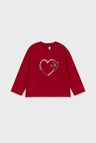 Camiseta manga larga corazon niña