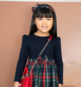 Vestido combinado cuadros niña