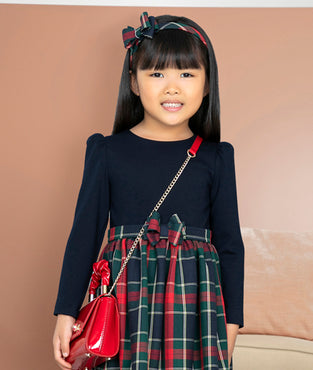 Vestido combinado cuadros niña