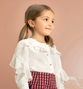 Blusa gasa volantes con botones niña