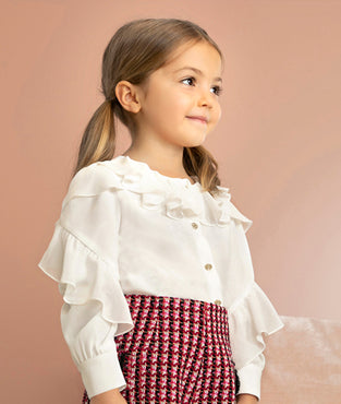 Blusa gasa volantes con botones niña