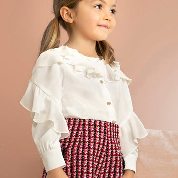 Blusa gasa volantes con botones niña