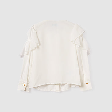 Blusa gasa volantes con botones niña