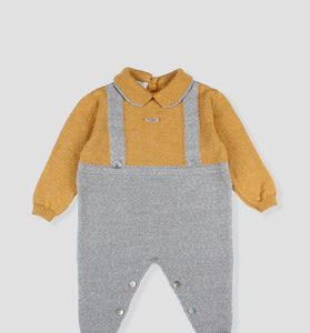 Pelele bicolor con efecto peto bebe