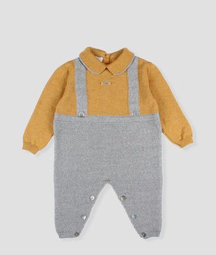 Pelele bicolor con efecto peto bebe