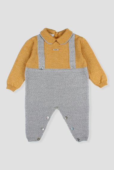 Pelele bicolor con efecto peto bebe