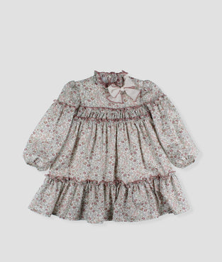 Vestido de flores con volantes niña