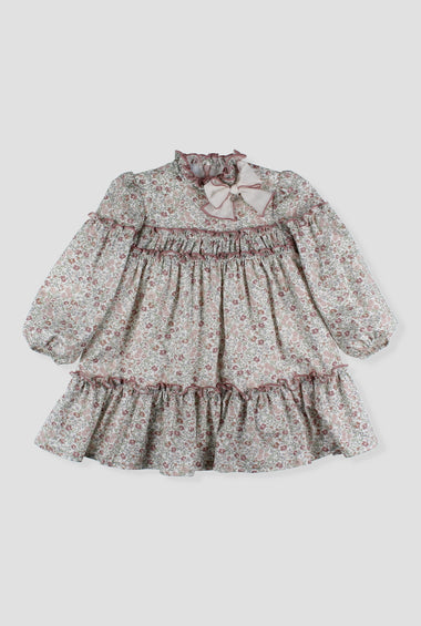 Vestido de flores con volantes niña