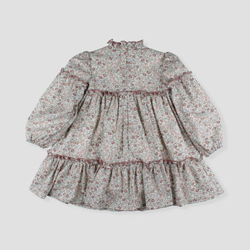 Vestido de flores con volantes niña