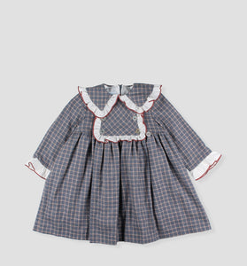 Vestido de cuadros maxi cuello niña