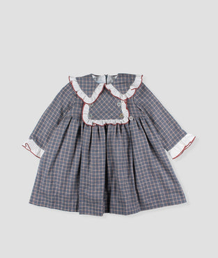 Vestido de cuadros maxi cuello niña