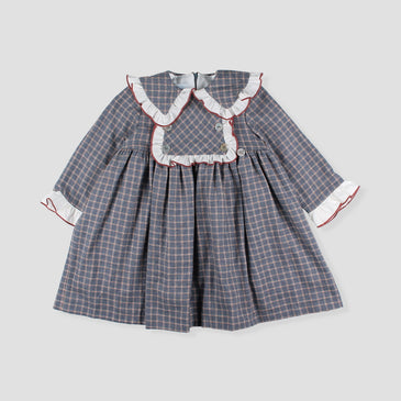 Vestido de cuadros maxi cuello niña