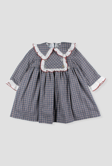 Vestido de cuadros maxi cuello niña