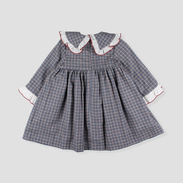 Vestido de cuadros maxi cuello niña