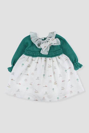 Vestido peto y faldon de flores plumeti niña