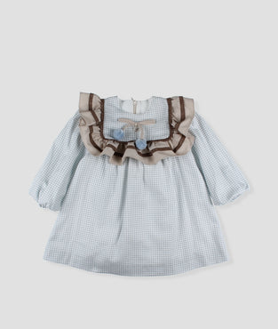 Vestido vichy con pompones niña