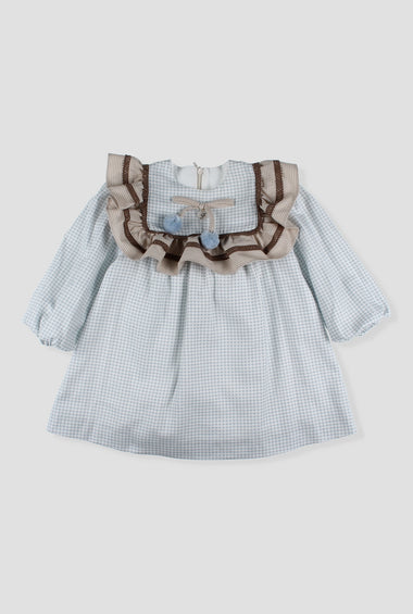 Vestido vichy con pompones niña