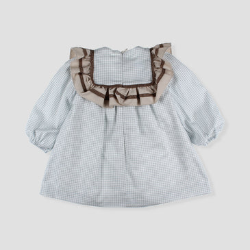 Vestido vichy con pompones niña