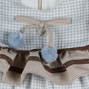 Vestido vichy con pompones niña