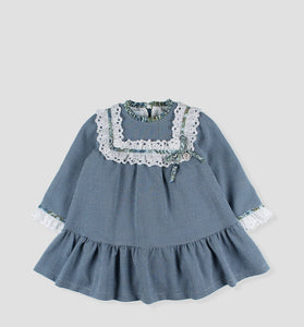 Vestido liso volante de flores niña