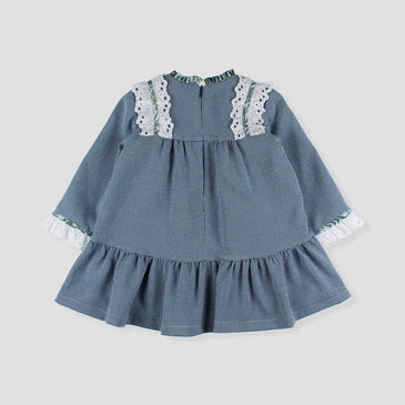 Vestido liso volante de flores niña