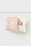 Set de 2 camisetas manga Corta Mayoral Color Hueso-Zanahoria