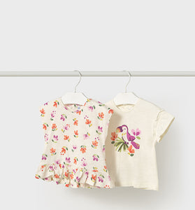 Set de 2 camisetas manga Corta Mayoral Color Hueso-Zanahoria