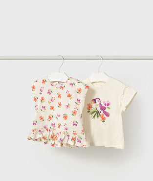 Set de 2 camisetas manga Corta Mayoral Color Hueso-Zanahoria