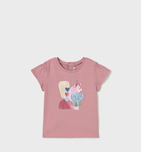Camiseta manga corta Mayora con bordado, Color Rosado