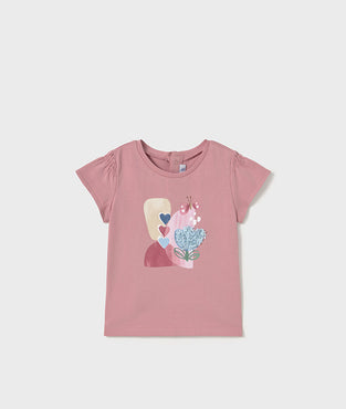 Camiseta manga corta Mayora con bordado, Color Rosado