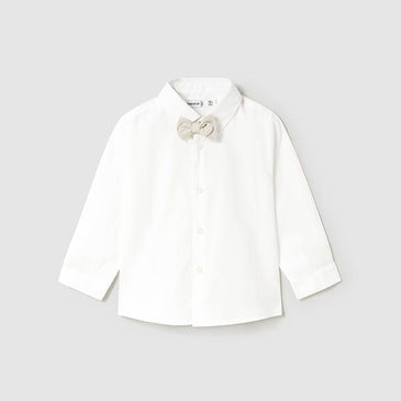 Camisa de vestir manga larga color Blanco Mayoral con pajarita