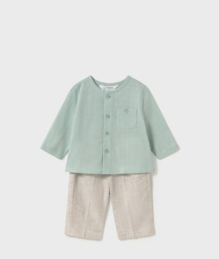 Conjunto pantalón largo y camisa Mayoral Color Jade-Lino