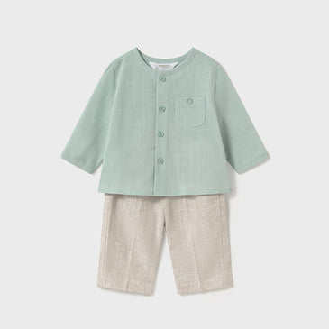 Conjunto pantalón largo y camisa Mayoral Color Jade-Lino