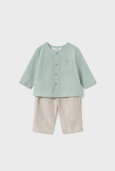 Conjunto pantalón largo y camisa Mayoral Color Jade-Lino
