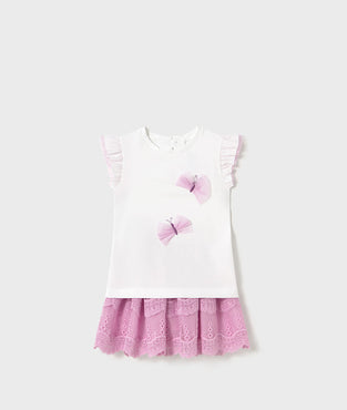 Conjunto Falda tul Bordado Mayoral Color Malva