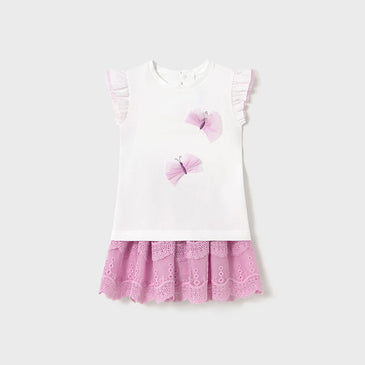 Conjunto Falda tul Bordado Mayoral Color Malva