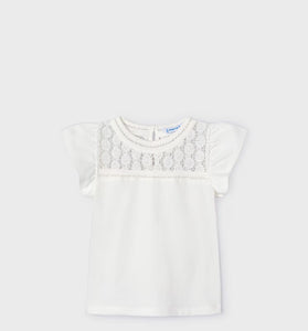Camiseta guipur blanca niña