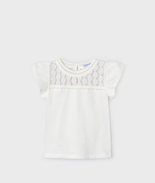 Camiseta guipur blanca niña