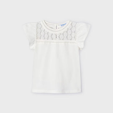 Camiseta guipur blanca niña